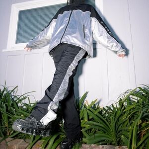 Teddy fresh silver panel zip away track pants Unisex